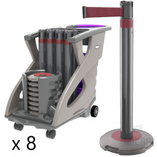 Skipper Q Personenleitsystem 24m 8er-Set mit Unicart | Silber | Rot