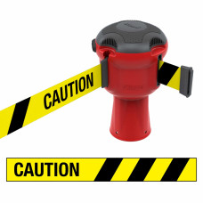 Gurtbandkassette Skipper 9m | Rot, gelb-schwarzes Warnband „CAUTION“
