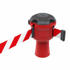 Gurtbandkassette Skipper 9m | Rot, rot-weiße Absperrung