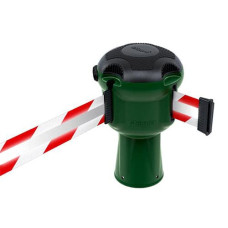 Gurtbandkassette Skipper 9m | Grün, Reflektierendes Gurtband rot-weiß gestreiftes