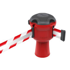 Gurtbandkassette Skipper 9m | Rot, Reflektierendes Gurtband rot-weiß gestreiftes