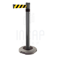 Skipper Q Retractable Barrier Post 3m | Silver/Black | Black/Yellow