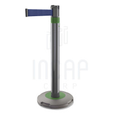 Abgrenzungsständer Skipper Q mit 3m Gurt | Silber/Grün | Blau