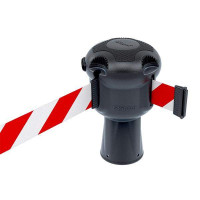 Gurtbandkassette Skipper 9m | Silber, rot-weiße Absperrung