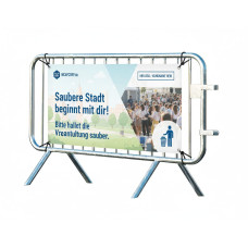 Crowd Control Barrier Type D with Advertising Banner | Hot-dip Galvanized | L:1980mm, H:1090mm
