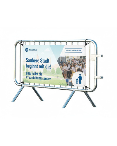 Absperrgitter Typ D mit Werbebanner - Feuerverzinkt - 1980x1090mm kaufen im Online-Shop