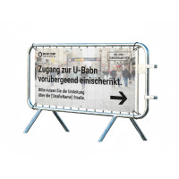 Absperrgitter Typ D mit Werbebanner | Feuerverzinkt | L:1980mm, H:1090mm