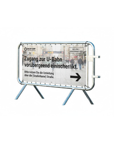Absperrgitter Typ D mit Werbebanner - Feuerverzinkt - 1980x1090mm kaufen im Online-Shop