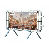 Absperrgitter Typ D mit Werbebanner | Feuerverzinkt | L:1980mm, H:1090mm