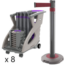 Skipper Q Personenleitsystem 24m 8er-Set mit Unicart | Silber | Rot