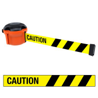 Skipper XS Gurtbandkassette 9m, Wandmontage | Orange | Gelb-Schwarz „CAUTION“