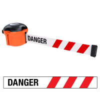 Skipper XS Gurtbandkassette 9m, Wandmontage | Orange | Rot-Weiß „DANGER“