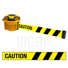 Skipper XS Gurtbandkassette 9m, Wandmontage | Gelb | Gelb-Schwarz „CAUTION“