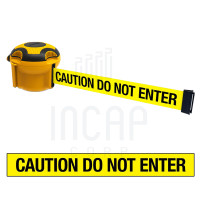 Skipper XS Gurtbandkassette 9m, Wandmontage | Gelb | Gelb-Schwarz „CAUTION DO NOT ENTER“