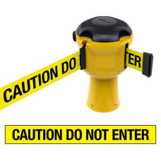 Gurtbandkassette Skipper 9m | Gelb, gelb-schwarzes Warnband „CAUTION DO NOT ENTER“