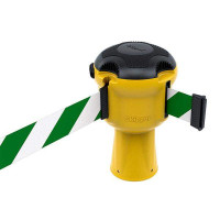 Leitkegelaufsatz Skipper mit Absperrband 9m | Gelb, grün-weißes Gurtband